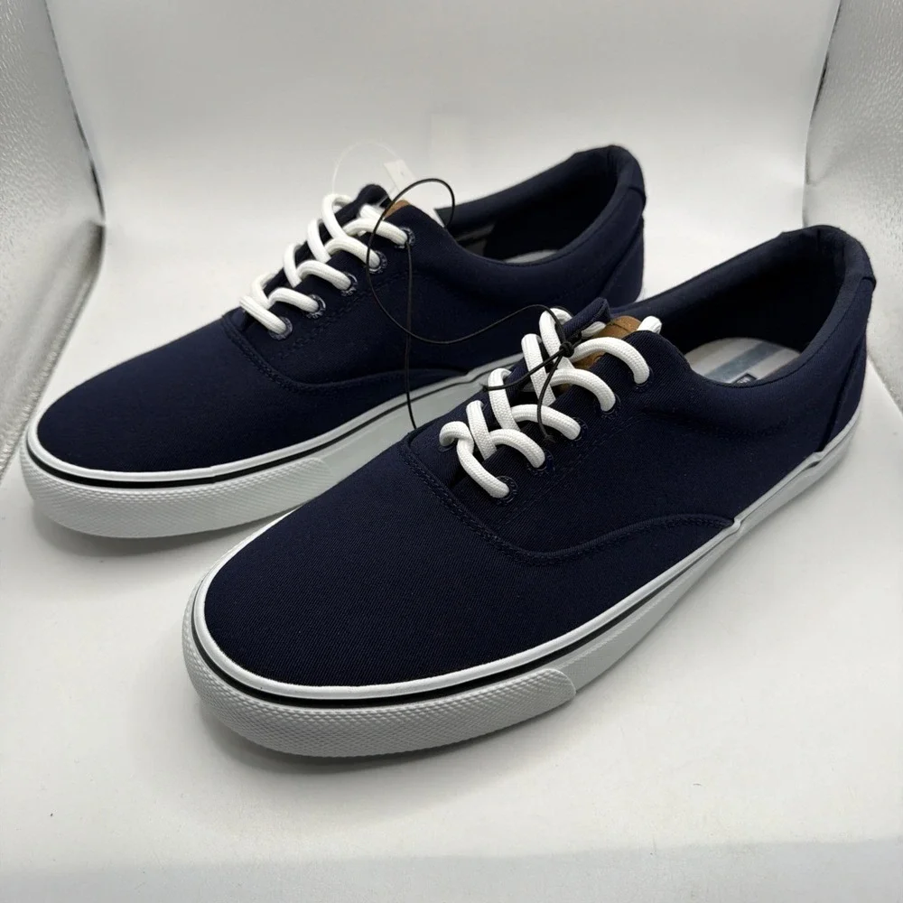 Izod Men's Rangley Lace Up Navy Blue Canvas Shoes Size 8.5. New